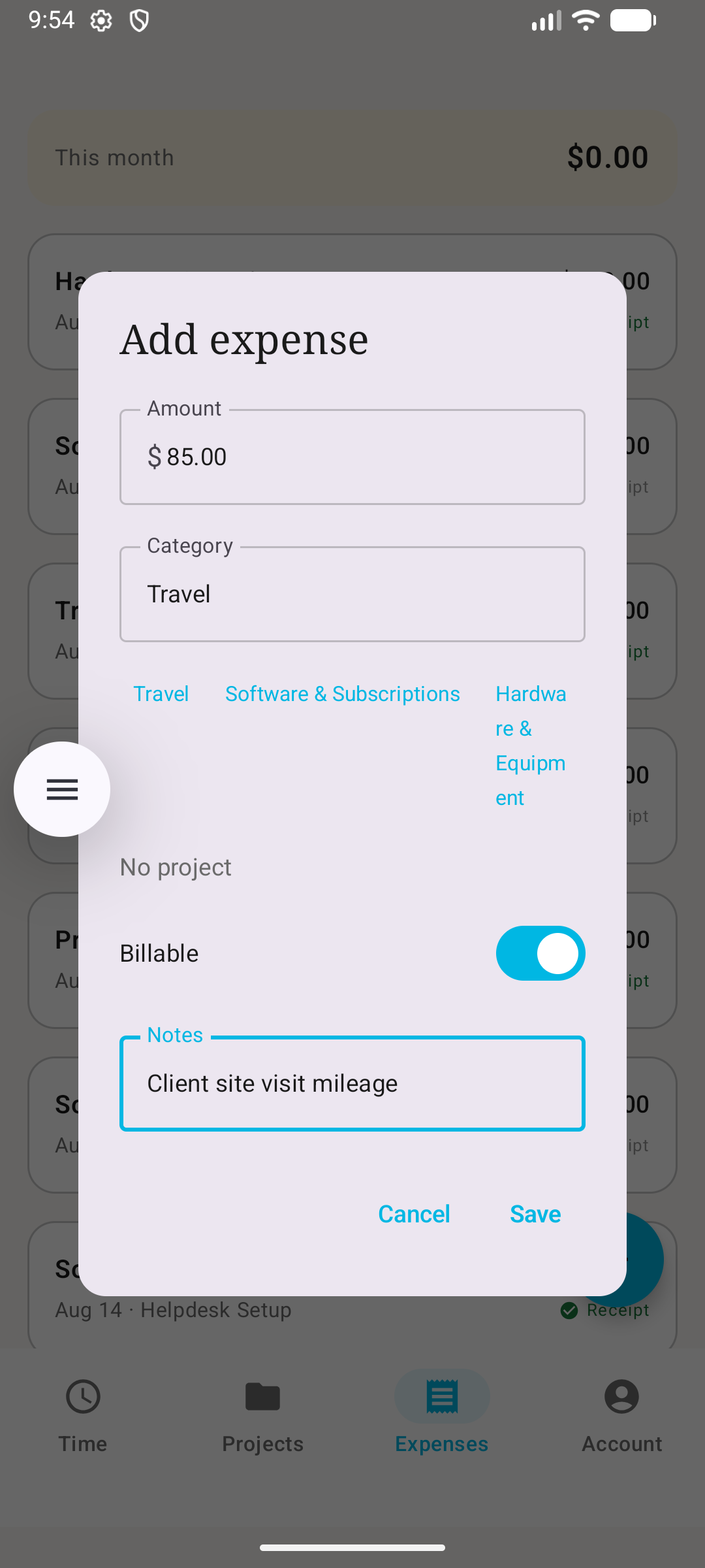 Latinum mobile add expense