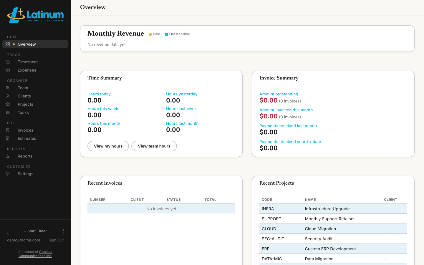 Latinum dashboard